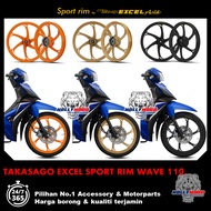 TAKASAGO EXCEL ASIA HONDA WAVE 110 SPORT RIM CSSY-XV  1.40 / 1.60 x 17" BLACK / GOLD / ORANGE PREMIU