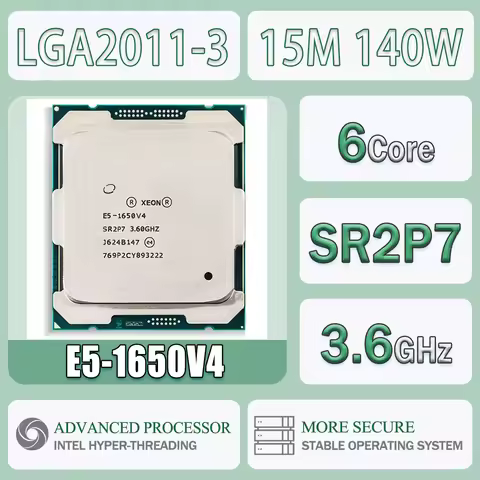 Intel Xeon E5-1650V4 3.6GHz 6 Cores 15MB 140W E5 1650 V4 Computer CPU Processor Server E5 1650V4 Pac