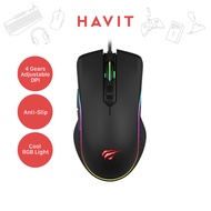 HAVIT GAMING Mouse RGB LED Backlit Gaming Mouse USB Wired 3200 DPI Adjustable Ergonomic Grip MS1006