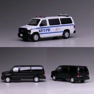 596 1: 64 Ford E350 Van NYPD NYPD NYPD Painting/Black Casual Clothes Alloy Car Model