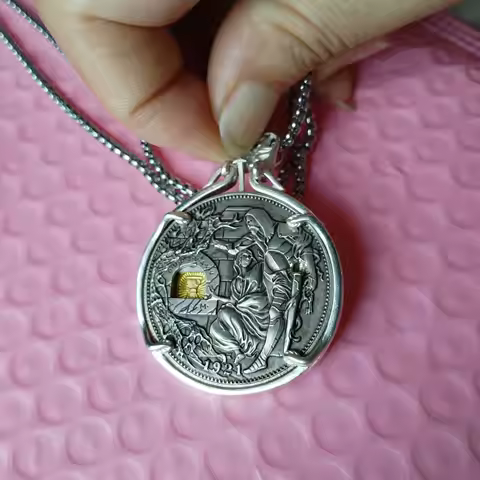 Vintage Movable Mechanism Holy Grail Coin Pendant With Removable Sword Ornaments