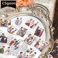 C5GOON 46Pcs/Set Vintage Retro Modern Lady Self-Adhesive Paper Stickers For Scrapbook Journal Diary 