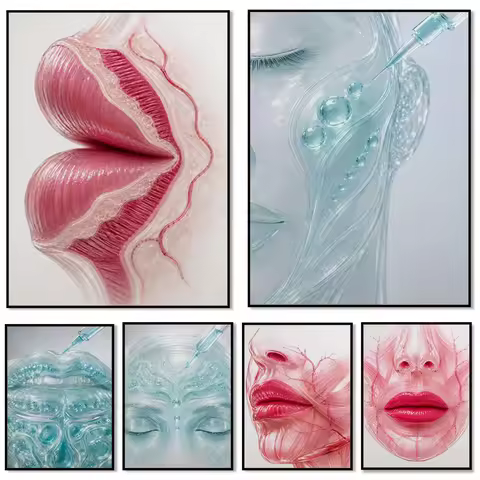 Botox injection theme, lip injection, lip filler art, medical aesthetic spa, medical aesthetic clini