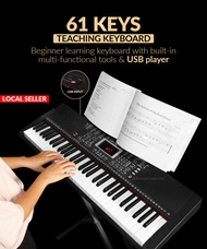 BLW 61 Key STANDARD Keys Piano Keyboard Electronic Teaching Keyboard PIano + Earphone + Microphone + Learning Sticker + Music Book Rest EK61T Keyboard Piano