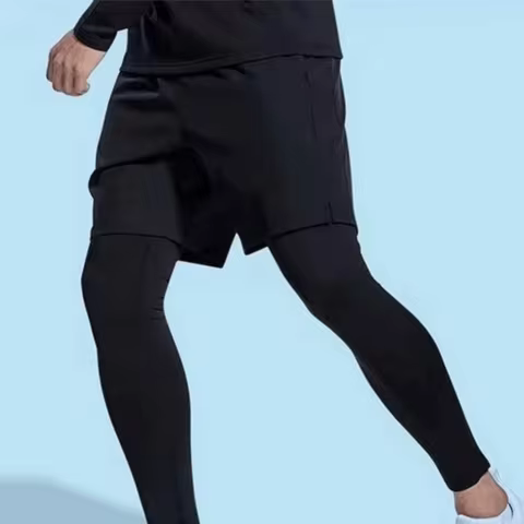 2 in 1 Basketball Tights Breathable Sweat Wicking Sport Running Shorts Quick Dry Jogging Tights Men 