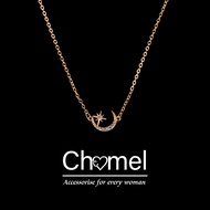 Chomel Silver Necklace Fashionable Minimalist Design Full of Diamonds Lockbone Chain New Pendant Wom