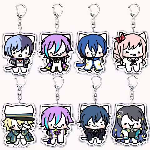 Cute Silly Cats Keychain for Bag Accessories Rui Tsukasa Akito Bag VIRTUAL SINGER Boys Key Chain Key