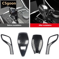C5GOON 4Pcs/Set Car Carbon Fiber Gear Shift Knob Cover Trim Styling Accessories For BMW G20 G21 X3 G