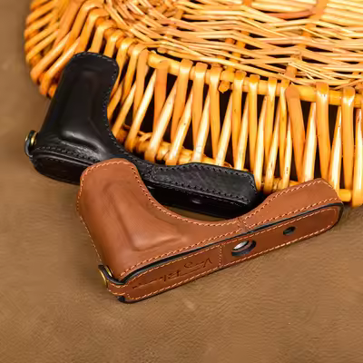 Genuine Leather Photo Camera Case Handmade Half Body Bag Bottom Cover For SONY RX1R RX1 Open Battery