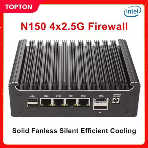 Solid Fanless Firewall Mini PC Intel N150 N95 Pentium 6405U 4417U 4x2.5G LANs DDR4 NVMe Type-C pfSen