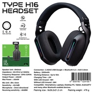 EGA TYPE H16 หูฟังเกมมิ่งไร้สาย ใช้งานBT WirelessสายAUX3.5 Gaming Headset พร้อมไฟ RGBไมค์ถอดได้