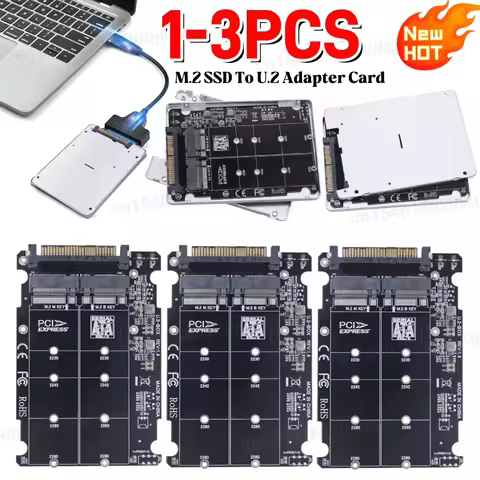 1-3X M.2 SSD To U.2 Adapter Card M.2 NVMe SATA-Bus NGFF SSD To PCI-e U.2 Adapter PC-E3.0X4 with Case