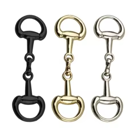 D-Ring Snaffle Bit Connectors 1PC Metal Front Panel Horse Street Buckle One Word Chain Silk Scarf Pa