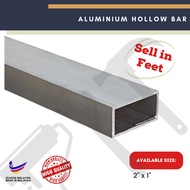 [Sell in FEET] 1" x 2" Aluminium Rectangular Hollow Bar | Aluminium Hollow | Besi Hollow 2 x 1 | Bes