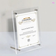 Acrylic Photo Frame Authorization Certificate Medal Award Frame Crystal Photo Frame Stand Poster Dis
