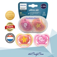 Philips Avent Ultra Air Pacifier / Soother Whale Starfish (2pcs/pack) For 6-18 mos w/ Carrying Case