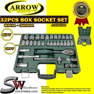 ARROW 32PCS 6 POINT & 12 POINT BOX SOCKET SET 8MM - 32MM BOX SOCKET WRENCH SET #ASWS32