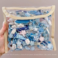 Set 50 kẹp tóc tone màu xanh dương nhiều kiểu dễ thương cho bé