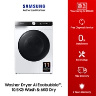 Samsung 10.5KG / 6KG (WD10T504DBE) Washer Dryer Washing Machine with AI Ecobubble