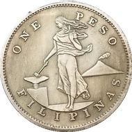 39mm 1906 Philippines 1 peso coin Hammer holds flower goddes39mm 1906菲律宾1比索硬币 锤子拿花女神外国钱币仿古银元纪念章9.5