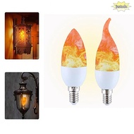 JUSTO Candle Fire Light Bulb, Chandelier Base 2W LED Flame Light Bulbs, Special Design Plastic E14 E