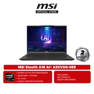 MSI Stealth A16 AI+ A3XVGG-089 16'' UHD+ Gaming Laptop; Copilot+ PC ( Ryzen AI 9 HX 370 / RTX4070 )