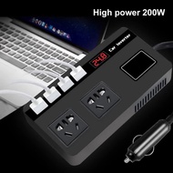 200W Power Inverter 12/ 24V DC to 220V AC Voltage Converter with Digital Display 4 USB QC3.0 Fast Ch