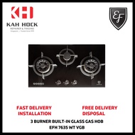 EF EFH7635 WT VGB 3 BURNER GLASS GAS HOB - 2 YEARS MANUFACTURER WARRANTY + FREE DELIVERY