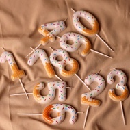 1pc Ice Cream Cone Shaped Birthday Decoration Numbers 0-9 Birthday Candles Creative Party Number Can