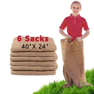 6 Pack Burlap Potato Sack Race Bags, 24"x40" Outdoor Lawn Games for Kids & Adults, Outside yard game