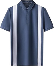WZHZJ Polo Shirt Men's Summer Fashion Color Matching Handsome Casual Business Lapel Ice Silk T-shirt Short-sleeved Shirt (Color : C, Size : XXXXL code)