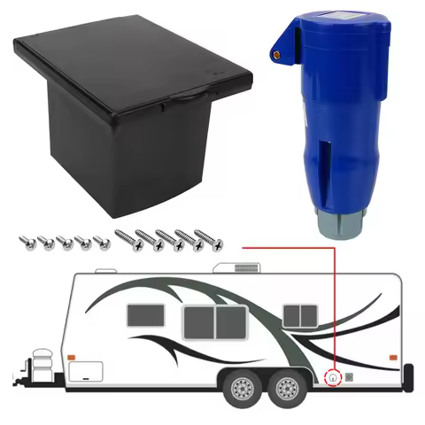 For RV Camper Marine 220V-240V 16A Waterproof Plug Socket With Cover Motorhome Main Inlet Socket Ext