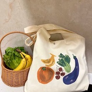 蔬果水果原創設計插畫文創拉鍊藝術帆布包學生通勤環保寶媽包袋
