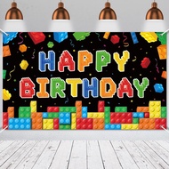 Panelee Building Block Birthday Banner Building Blocks Party Backdrop Decoration Happy Birthday Bann