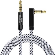 CableCreation 3.5mm Audio Cable TRRS, 90 Degree Right Angle 3.5mm Male to Male Stereo Aux Cable for 