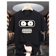 Bender Robot Graphic T-Shirt For Men Funny Futurama Design Cotton Breathable Casual Summer Anime Tee