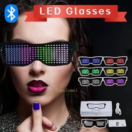DJ LED Glasses, Bluetooth App Control LED Display Smart Glasses USB Rechargeable DIY Funky Glasses f