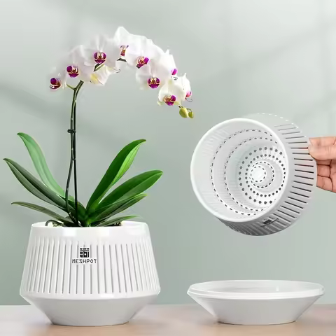 Meshpot Orchid Pot with Holes Plastic Flower Pot Decorative African Violet Pots with Air-Pruning and