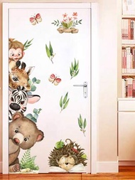 1片動物門貼卡通壁貼貼紙,適用於兒童房間
