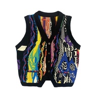 #Kapital Vintage ลายมะระสีตัดกัน jacquard V เสื้อกั๊กคอปกสไตล์ย้อนยุคสไตล์ยุโรปและอเมริกา