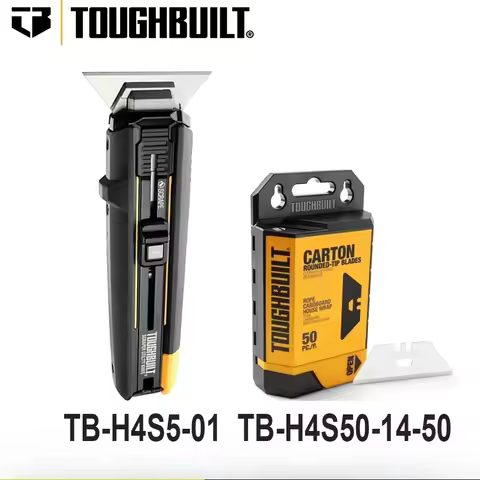 TOUGHBUILT 50 Pcs Utility Blades Specialized for Utility Knives Safety Blade with Case Scraper Blade