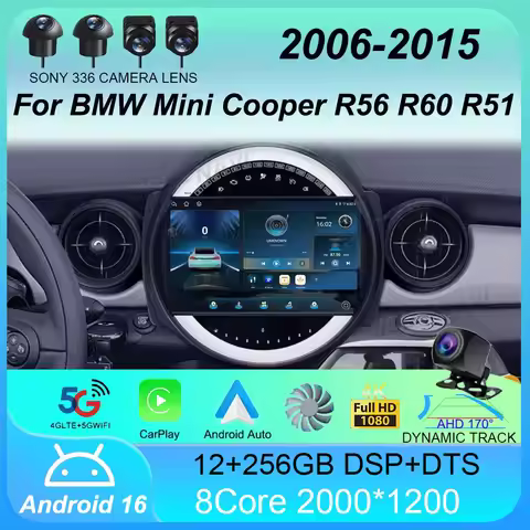 Android 16 Car Radio For BMW Mini Cooper R56 R60 R51 2006 - 2015 GPS Carplay Navigation Stereo Auto 