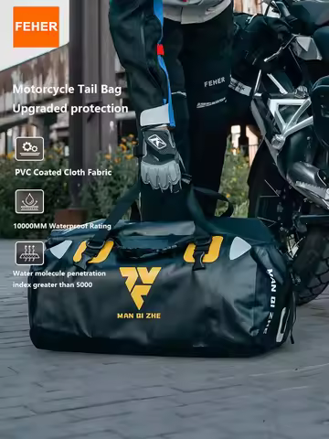 FEHER Motorbike Tail Bag Expandable 40L & 60L Large Capacity Tear-resistant Waterproof Motorcycle Se