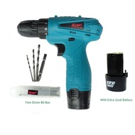 Xugel KE1009 12V Lithium Battery Cordless Drill with Two Batteries Free Driver Bits