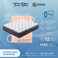 Four Star Recharge Pro Bamboo Yarn Ticking Knitted &amp; Natural Latex Mattress - Single, Super Single, Queen &amp; King size with optional bed frame. Free Delivery &amp; Installation 12 Years Warranty