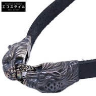 กุชชี่ Ag925 สร้อยคอหนังหัวเสือคู่ [สินค้ามือสอง]