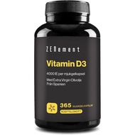Vitamin D3 4000 IE - med Ekologisk Olivolja - Hög Absorption - 365 Kapslar(packaging may vary)