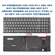 HP PROBOOK 450 455 G11 460 465 G11 ELITEBOOK 660 665 G11 ZBOOK POWER 16 G10 G11 CTRL & AI KEY US LAY