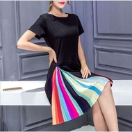 Biying stock Woman dress Knee-Length slim Ladies Pleated dance dress