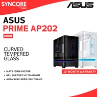 ASUS Prime AP202 ARGB mATX Curved Glass Panel Casing [Includes 3 × ARGB Fans] Black / White